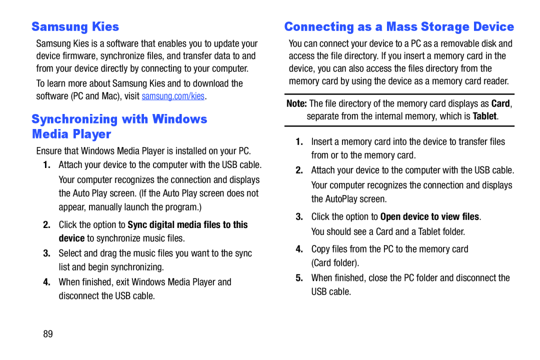 Synchronizing with Windows Media Player Galaxy Note Pro 12.2 Wi-Fi