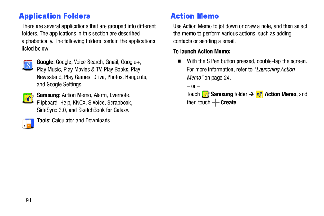 Application Folders Action Memo