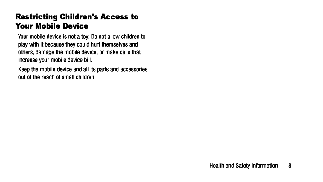 Restricting Children's Access to Your Mobile Device