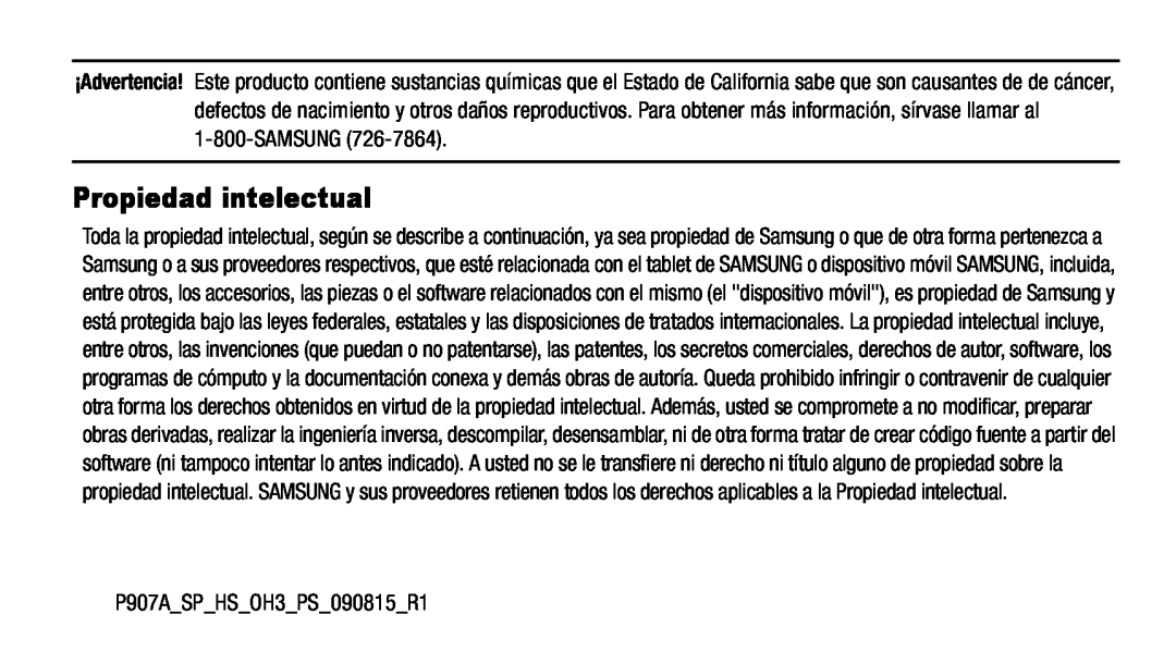 Propiedad intelectual Galaxy Note Pro 12.1 AT&T