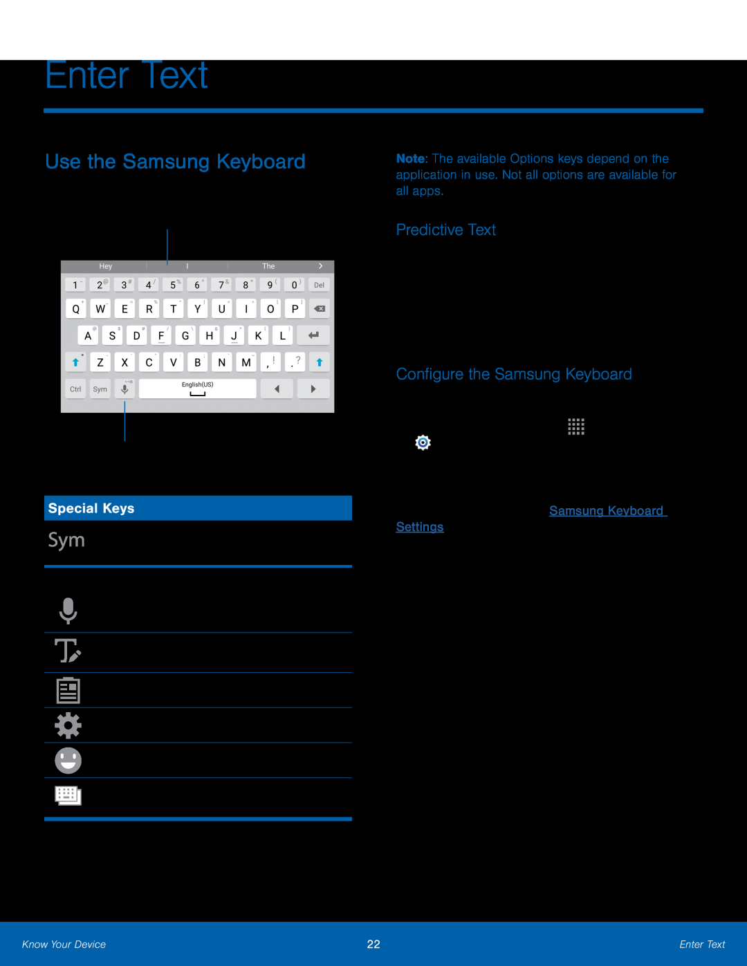 Predictive Text Options key