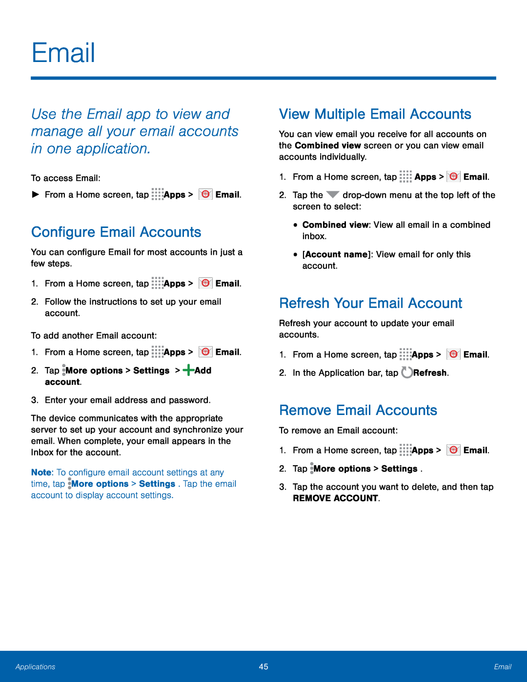 Remove Email Accounts Galaxy Note Pro 12.1 AT&T