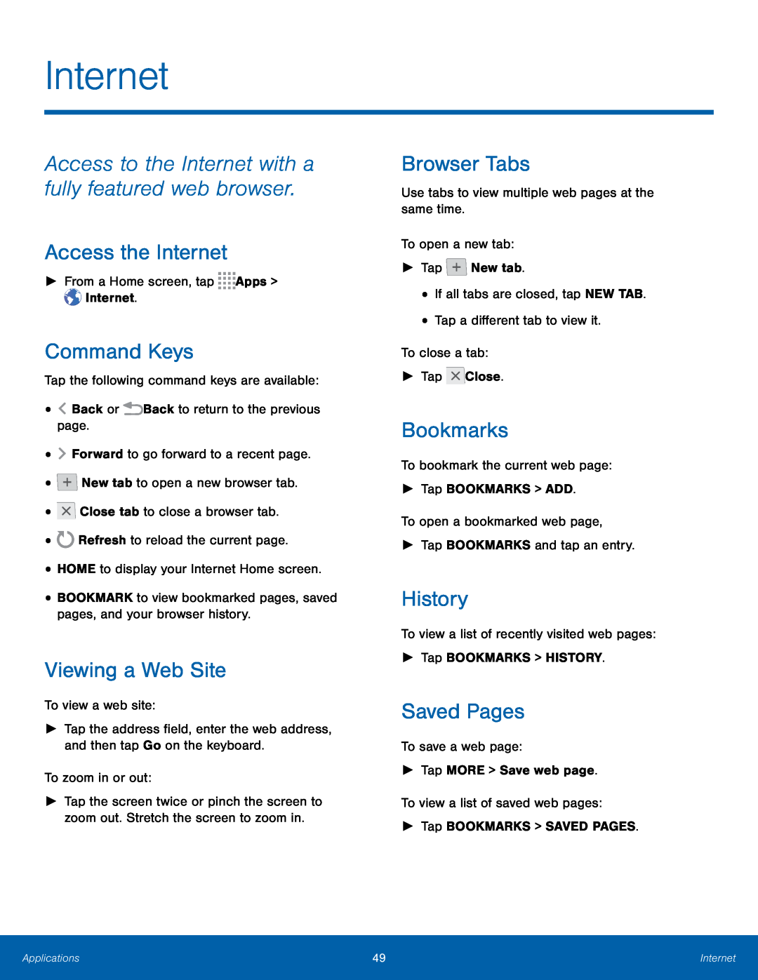 Access to the Internet with a fully featured web browser Galaxy Note Pro 12.1 AT&T