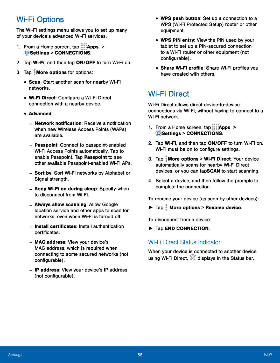 Wi-FiDirect Status Indicator Galaxy Note Pro 12.1 AT&T