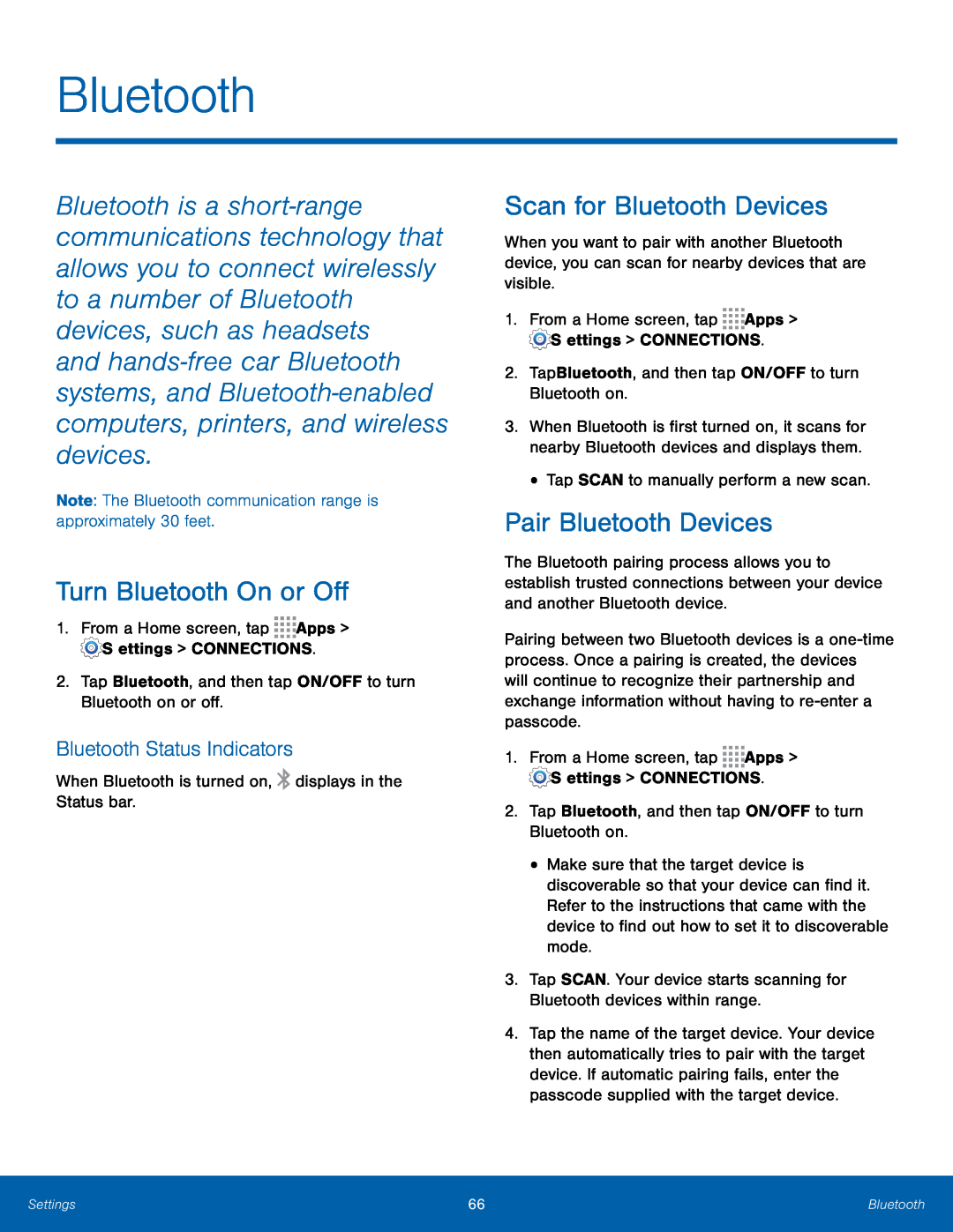 Bluetooth Status Indicators Turn Bluetooth On or Off