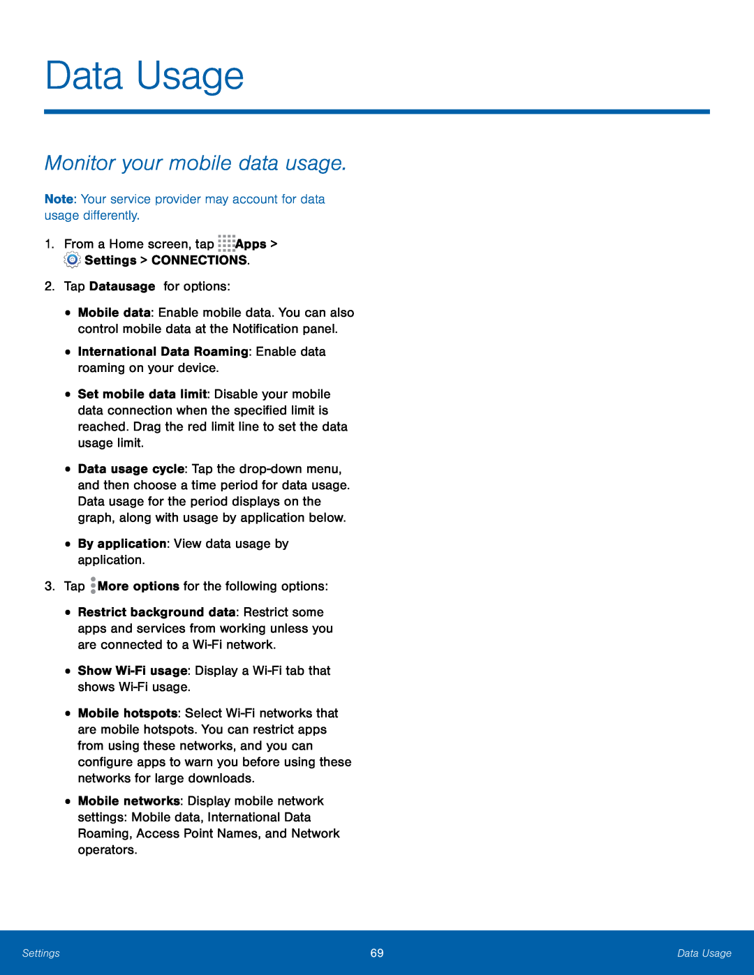 Monitor your mobile data usage Galaxy Note Pro 12.1 AT&T