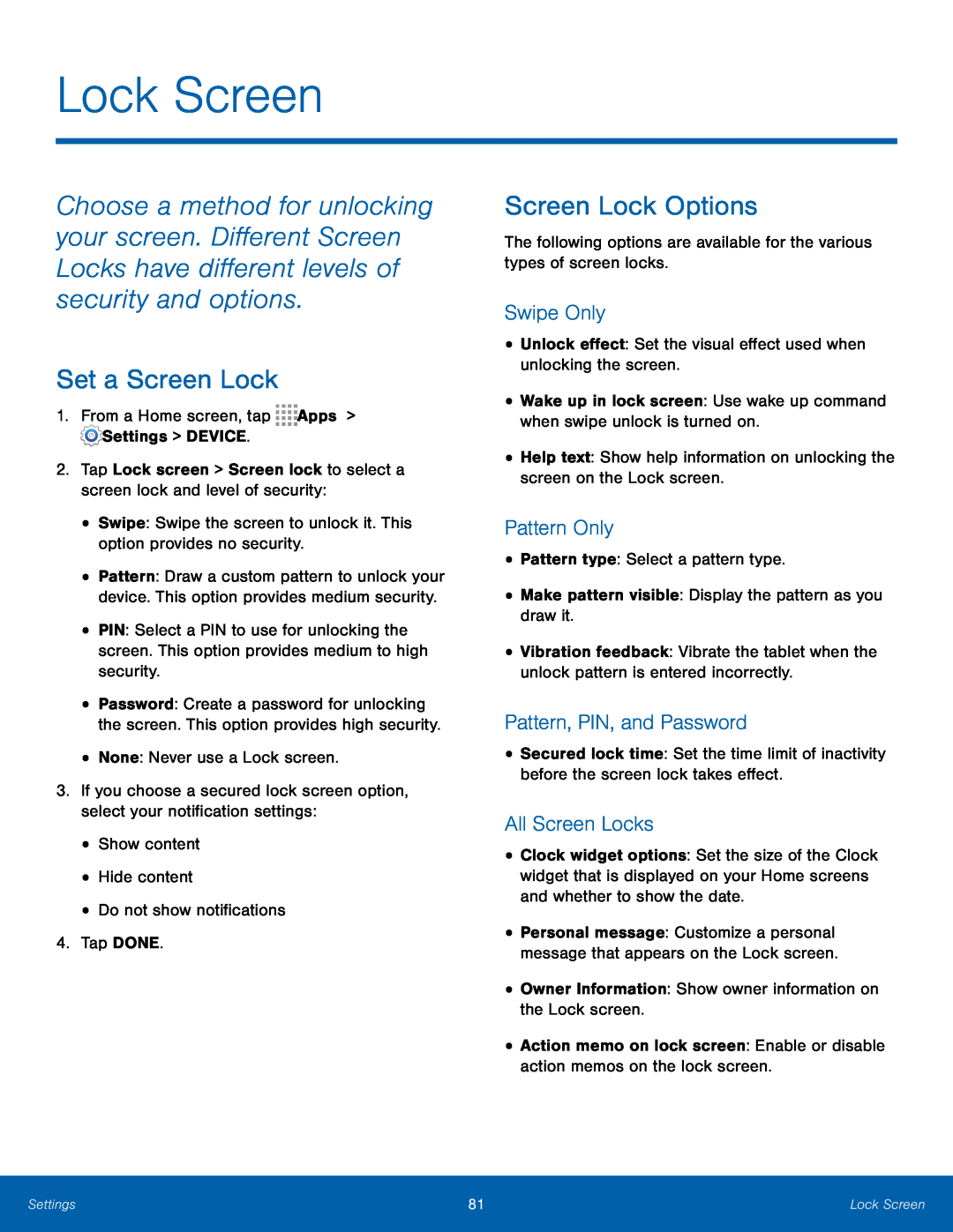 Pattern, PIN, and Password Galaxy Note Pro 12.1 AT&T