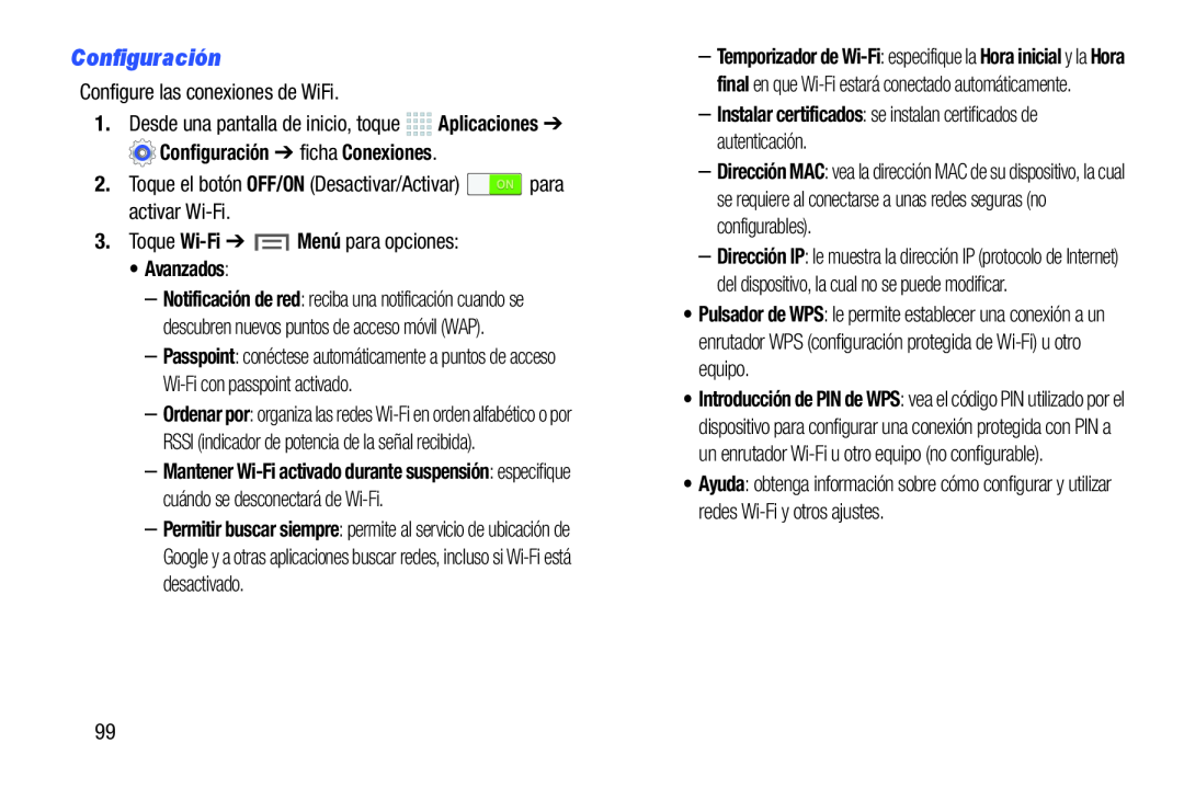 Configuración Galaxy Note 10.0 Wi-Fi