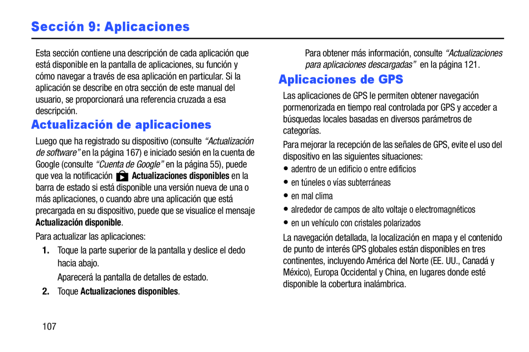 Actualización de aplicaciones Aplicaciones de GPS