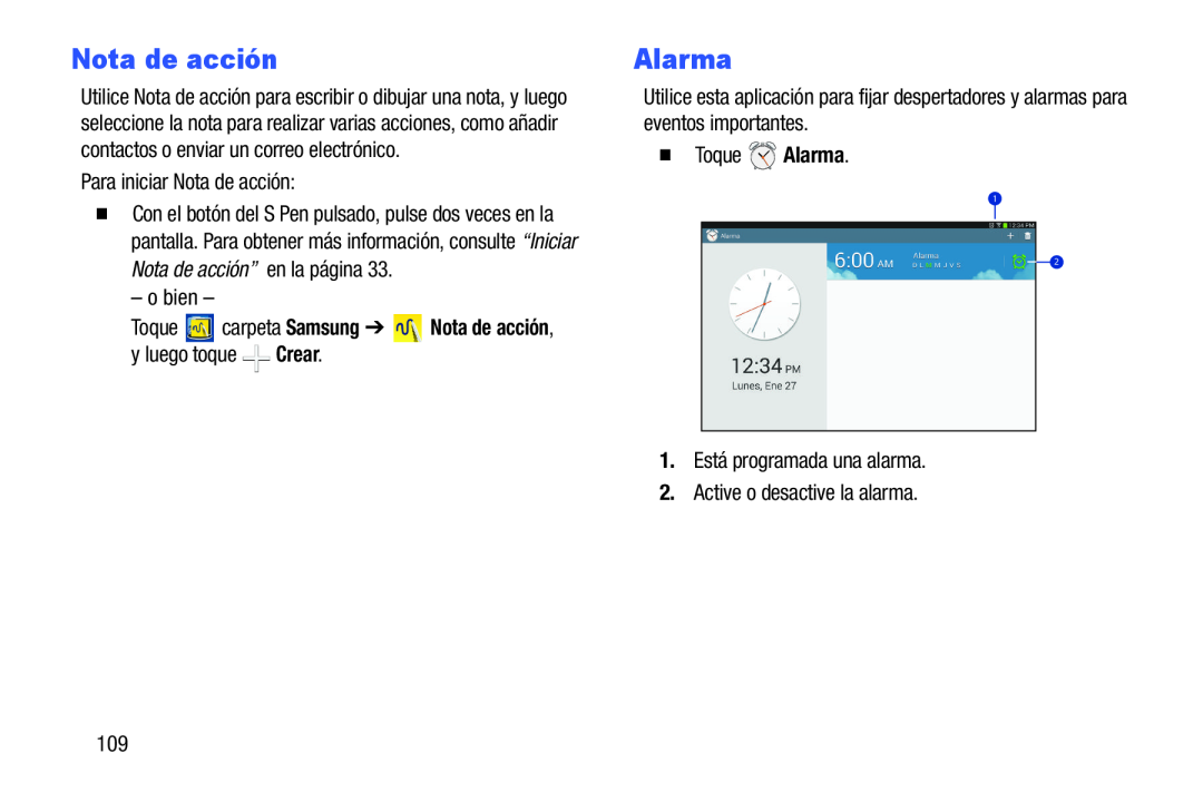 Nota de acción Alarma