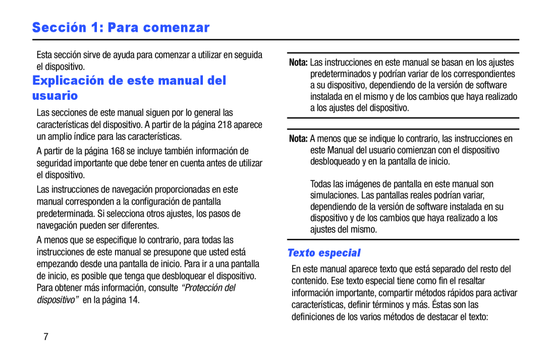 Explicación de este manual del usuario Galaxy Note 10.0 Wi-Fi