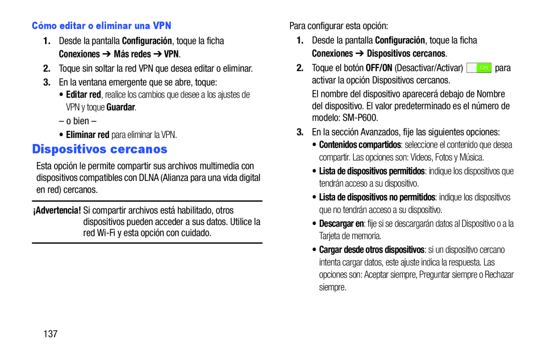 Dispositivos cercanos Galaxy Note 10.0 Wi-Fi