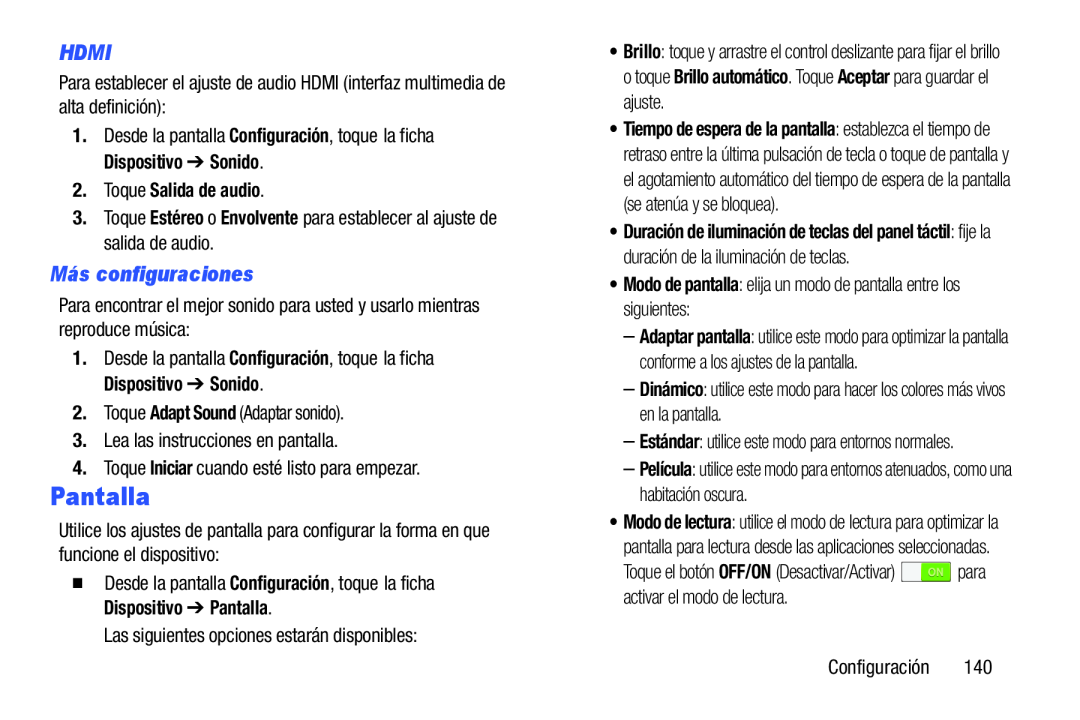 HDMI Más configuraciones