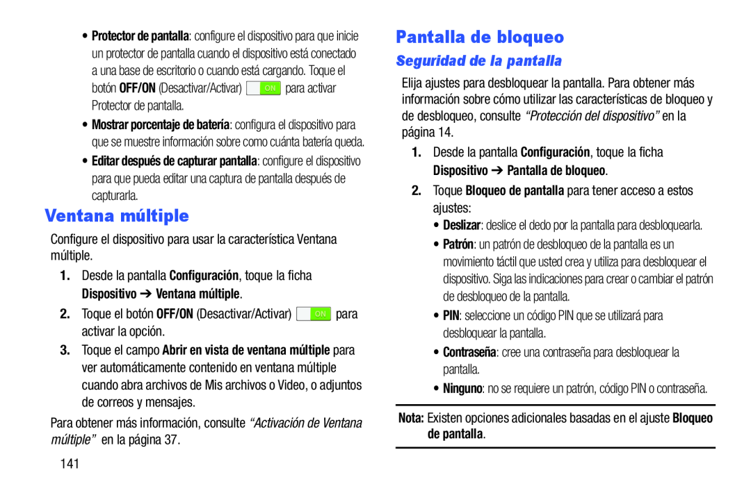 Pantalla de bloqueo Galaxy Note 10.0 Wi-Fi