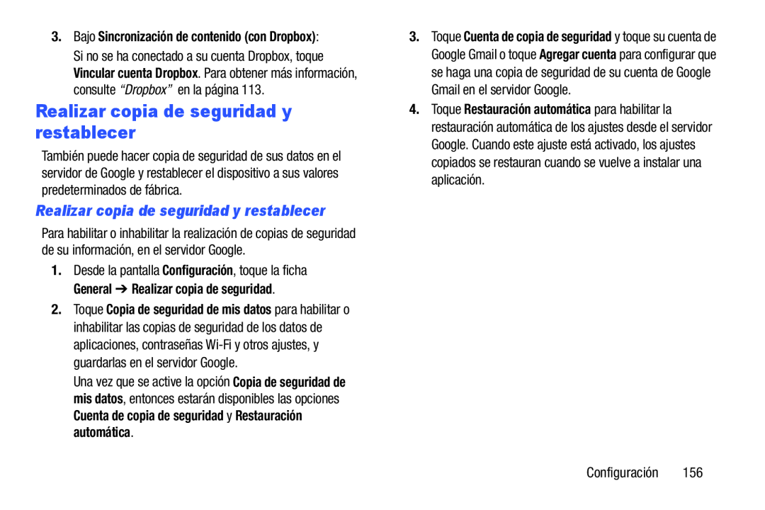 Realizar copia de seguridad y restablecer Realizar copia de seguridad y restablecer