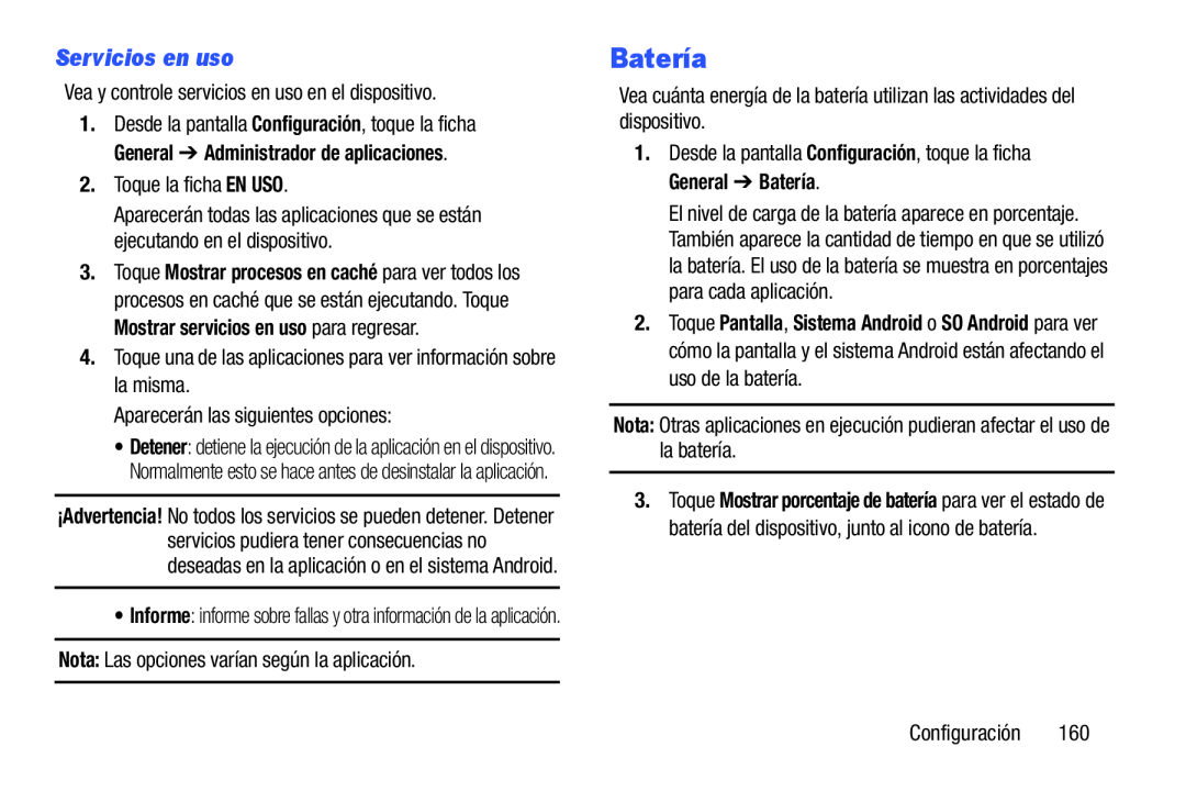 Servicios en uso Galaxy Note 10.0 Wi-Fi