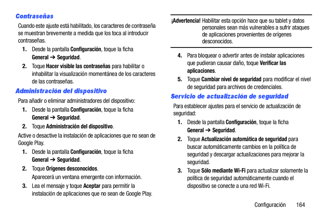 Contraseñas Administración del dispositivo