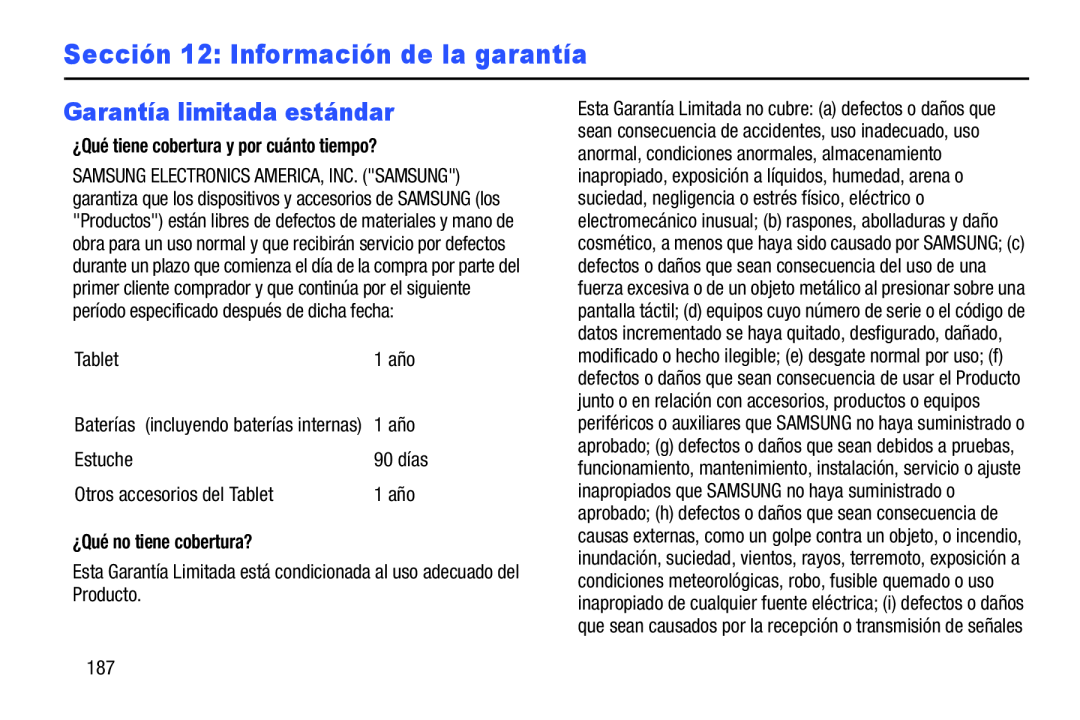 Sección 12: Información de la garantía Galaxy Note 10.1 2014 Edition S-Pen