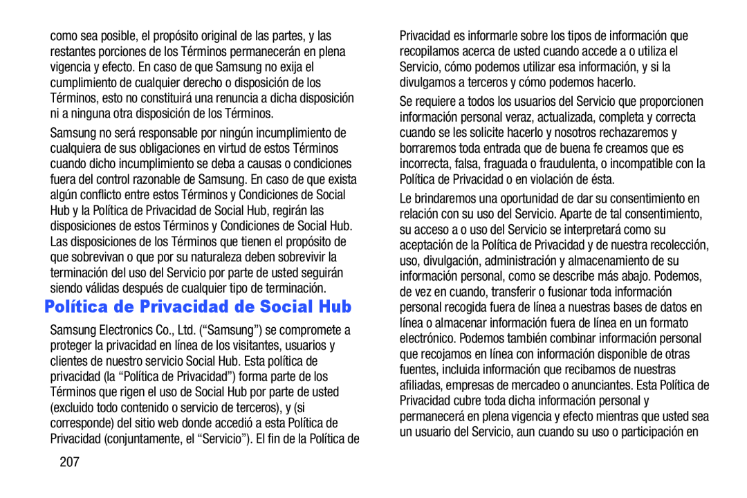 Política de Privacidad de Social Hub Galaxy Note 10.1 2014 Edition S-Pen