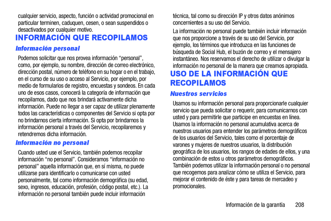 Información personal Información no personal