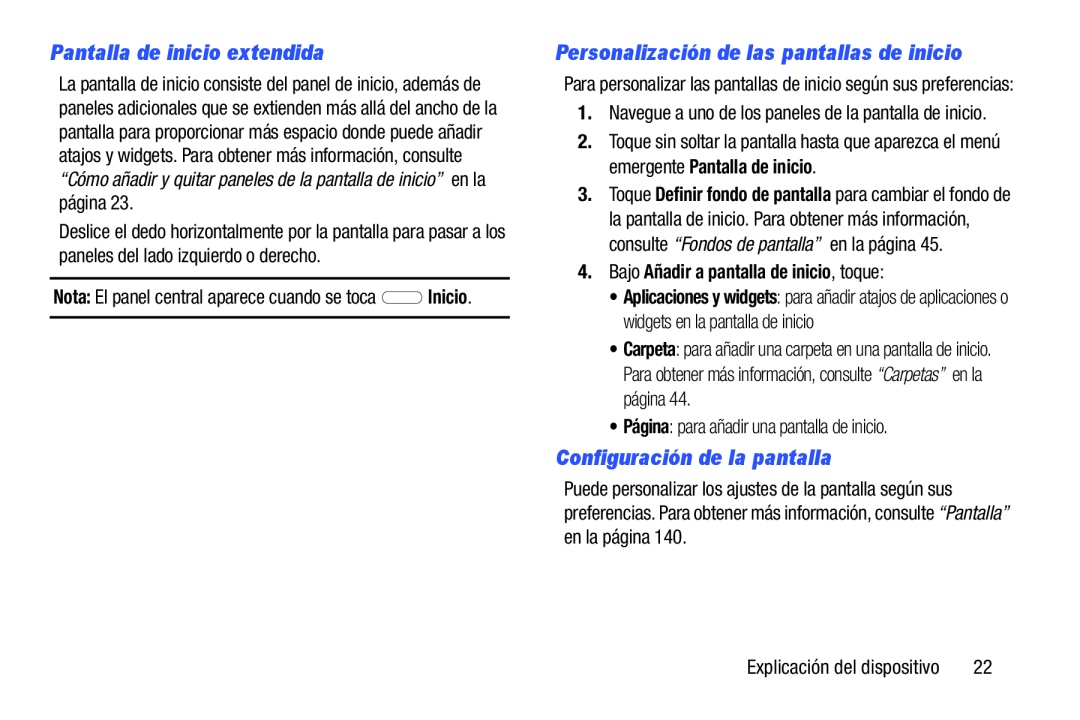 Configuración de la pantalla Galaxy Note 10.0 Wi-Fi