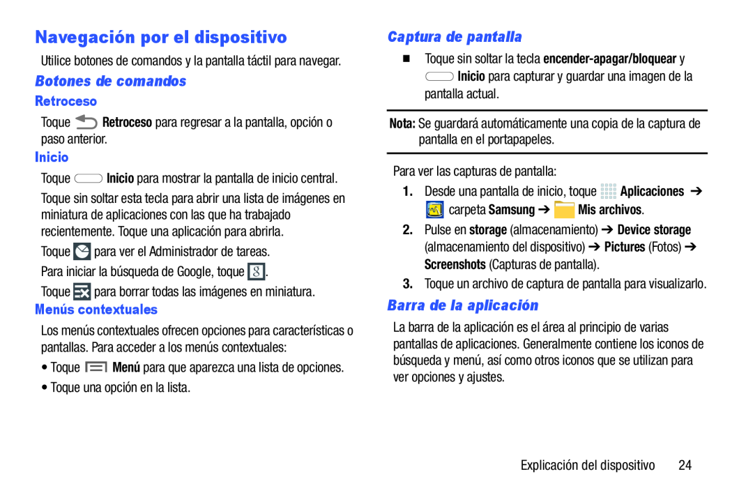 Navegación por el dispositivo Galaxy Note 10.0 Wi-Fi