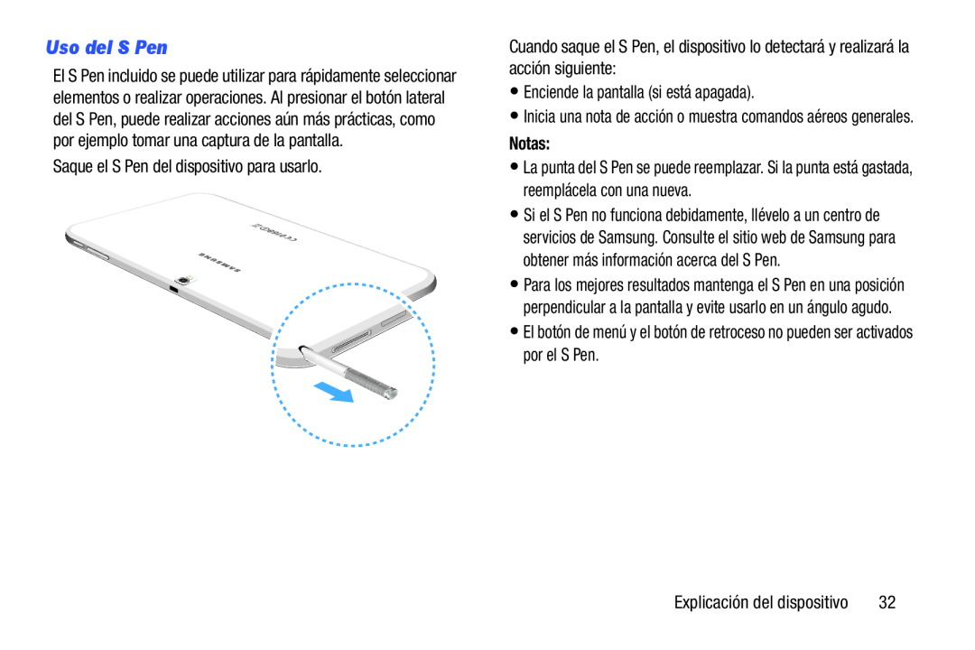 Uso del S Pen Galaxy Note 10.1 2014 Edition S-Pen