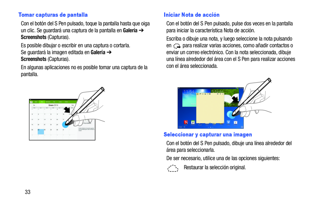 Iniciar Nota de acción Galaxy Note 10.1 2014 Edition S-Pen