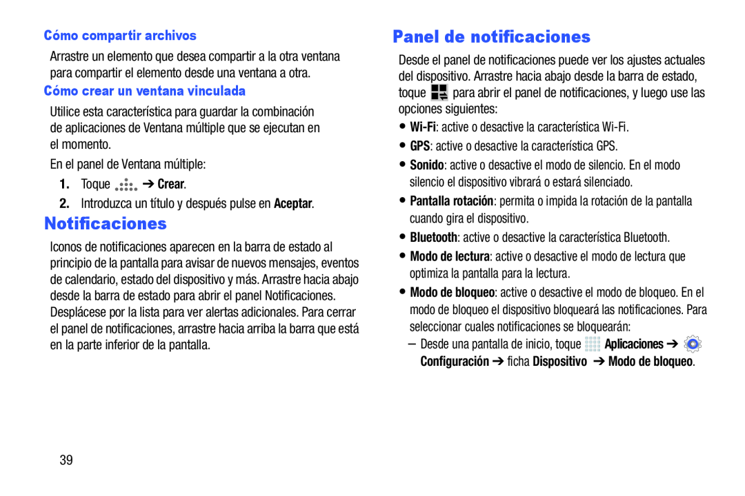 Panel de notificaciones Galaxy Note 10.0 Wi-Fi