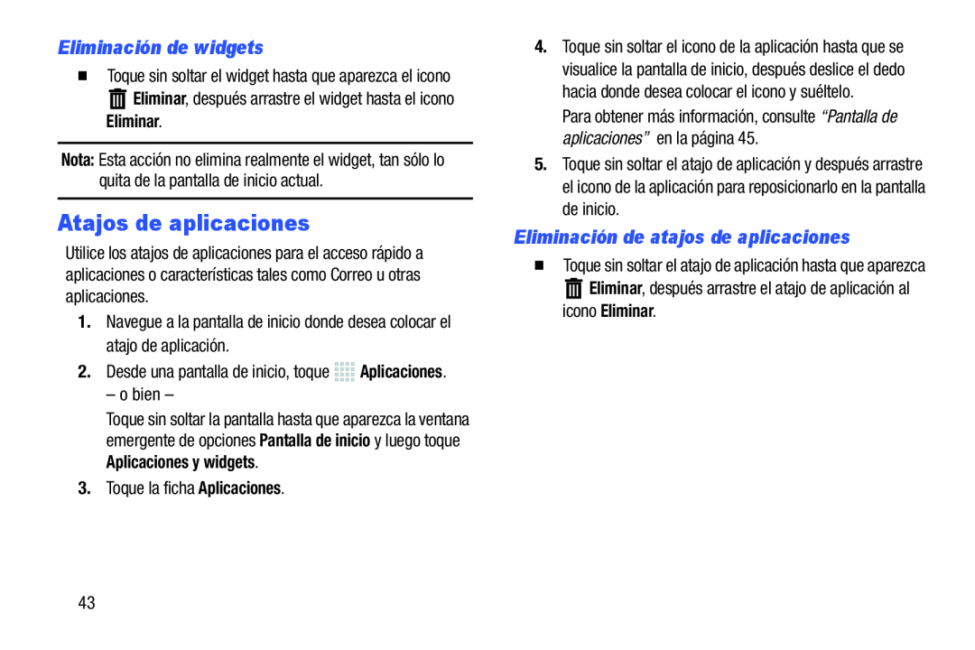 Eliminación de widgets Galaxy Note 10.0 Wi-Fi