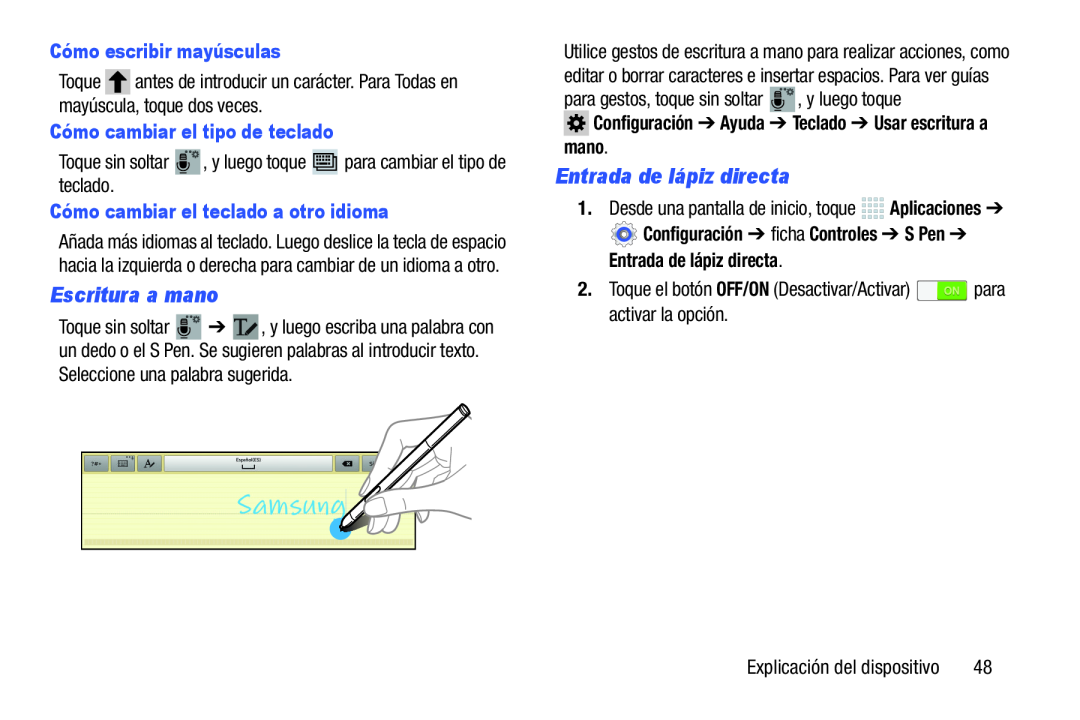 Escritura a mano Galaxy Note 10.0 Wi-Fi