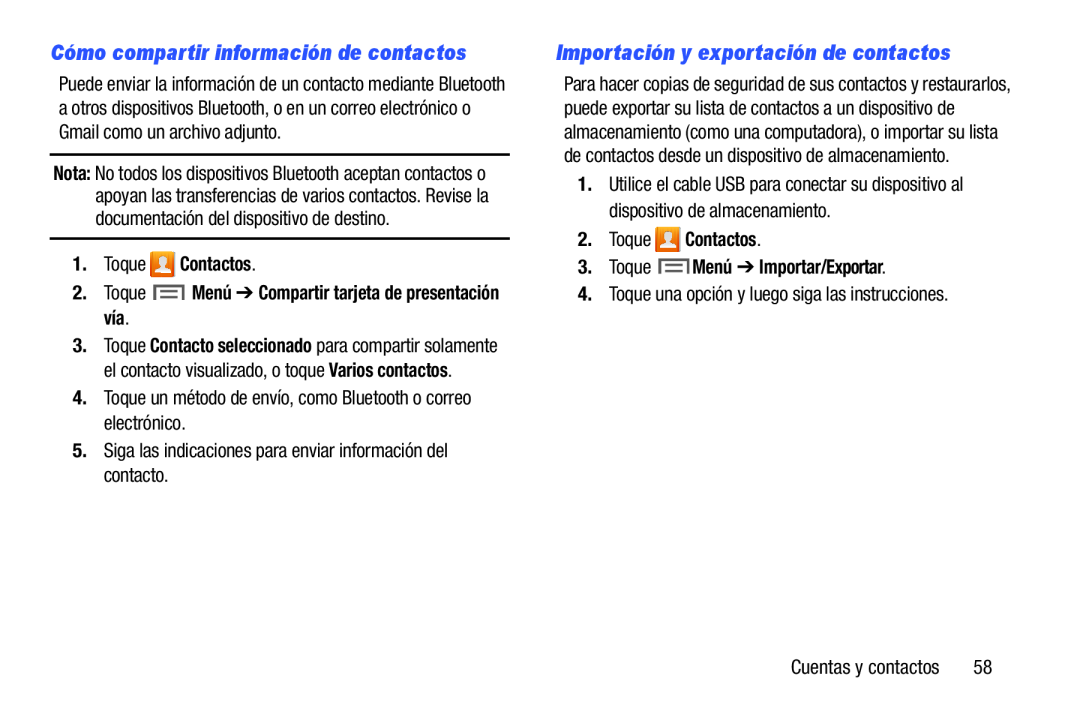 Importación y exportación de contactos Galaxy Note 10.0 Wi-Fi