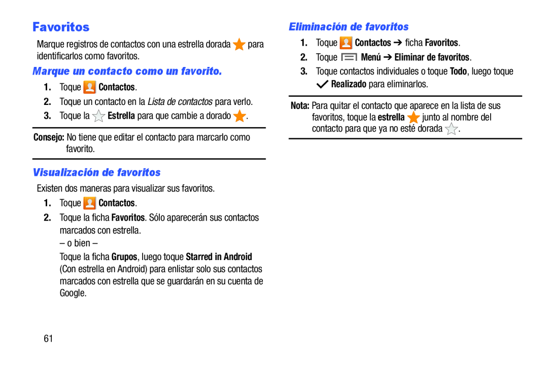 Eliminación de favoritos Galaxy Note 10.0 Wi-Fi