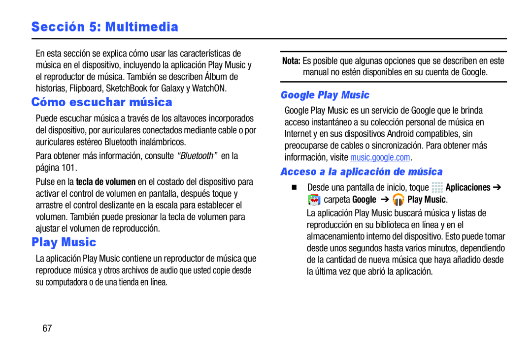 Sección 5: Multimedia Galaxy Note 10.0 Wi-Fi