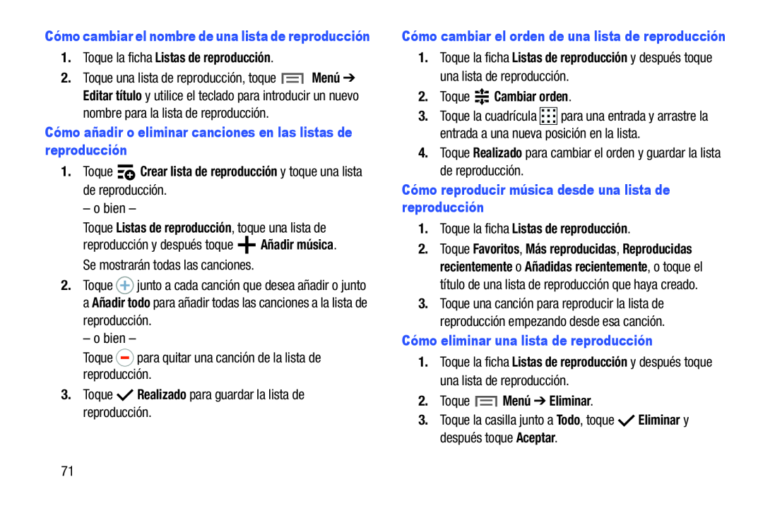 1.Toque la ficha Listas de reproducción Galaxy Note 10.0 Wi-Fi