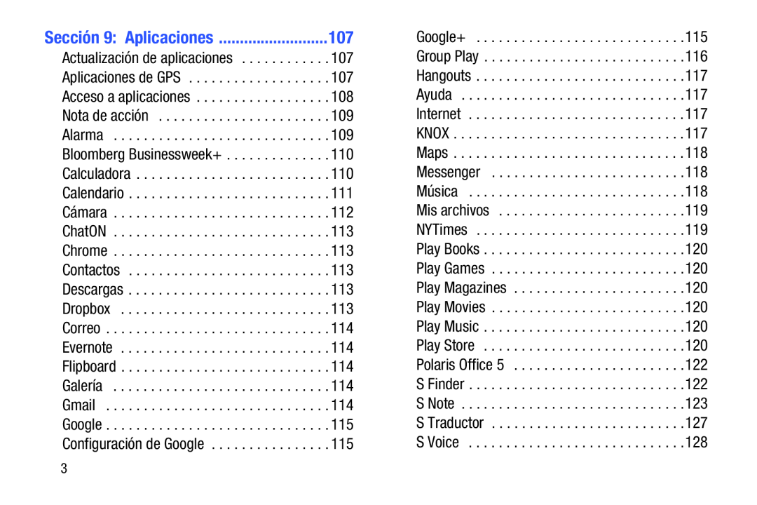 Sección 9: Aplicaciones Galaxy Note 10.0 Wi-Fi