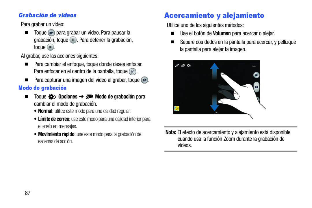 Grabación de videos Galaxy Note 10.0 Wi-Fi