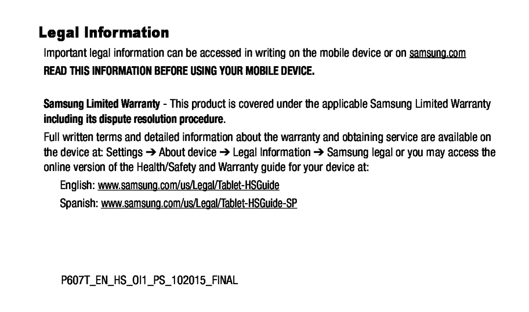 Legal Information Galaxy Note 10.1 2014 Edition T-Mobile