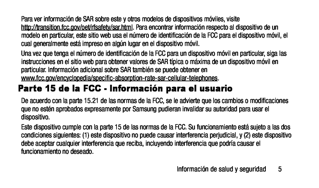 Parte 15 de la FCC - Información para el usuario Galaxy Note 10.1 2014 Edition T-Mobile