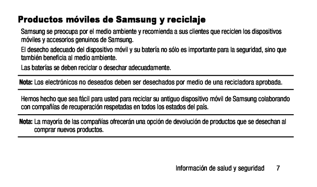 Productos móviles de Samsung y reciclaje