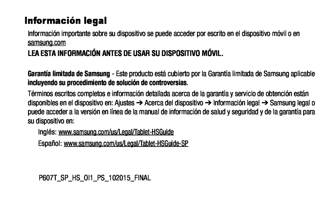 Información legal Galaxy Note 10.1 2014 Edition T-Mobile