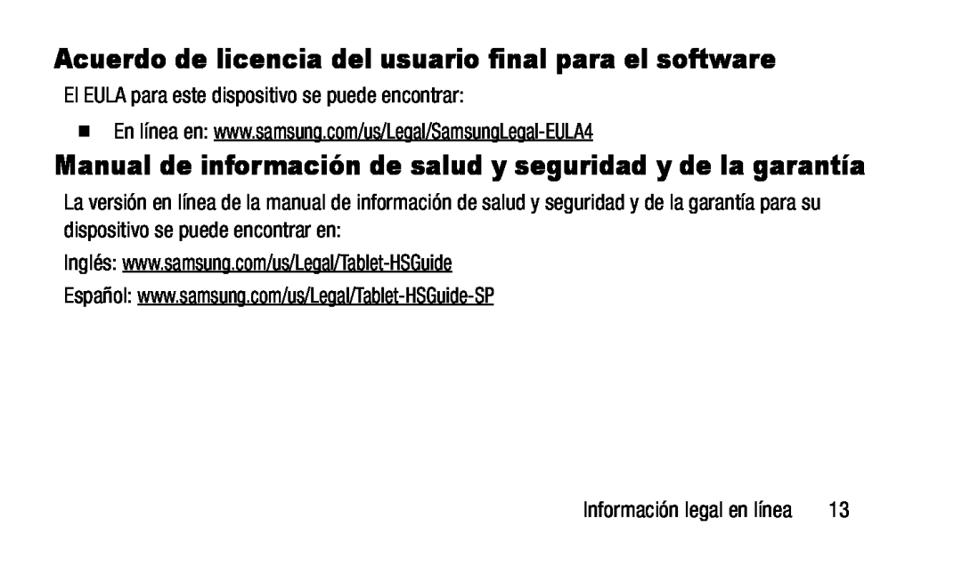 Acuerdo de licencia del usuario final para el software Manual de información de salud y seguridad y de la garantía