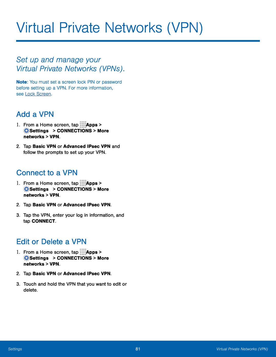 Set up and manage your Virtual Private Networks (VPNs)