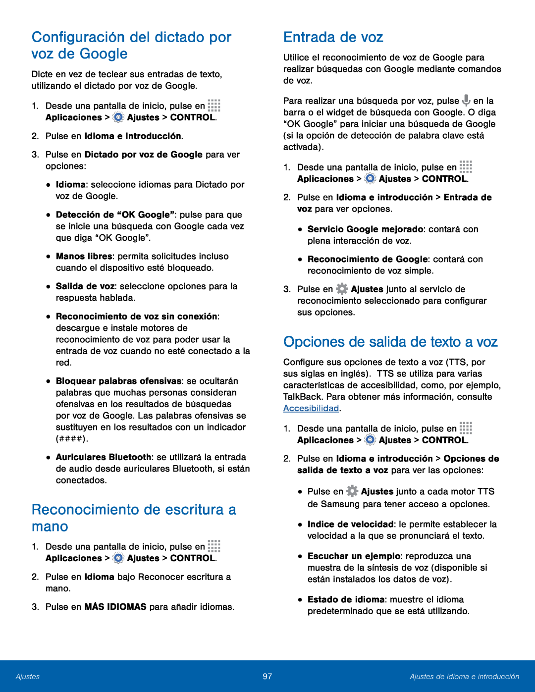 Opciones de salida de texto a voz Galaxy Note 10.1 2014 Edition T-Mobile