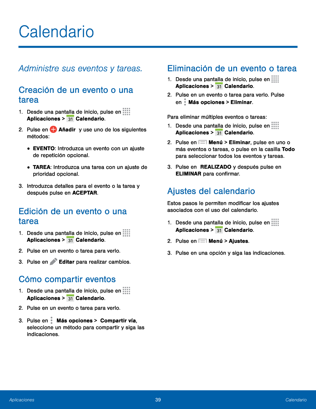 Ajustes del calendario Galaxy Note 10.1 2014 Edition T-Mobile