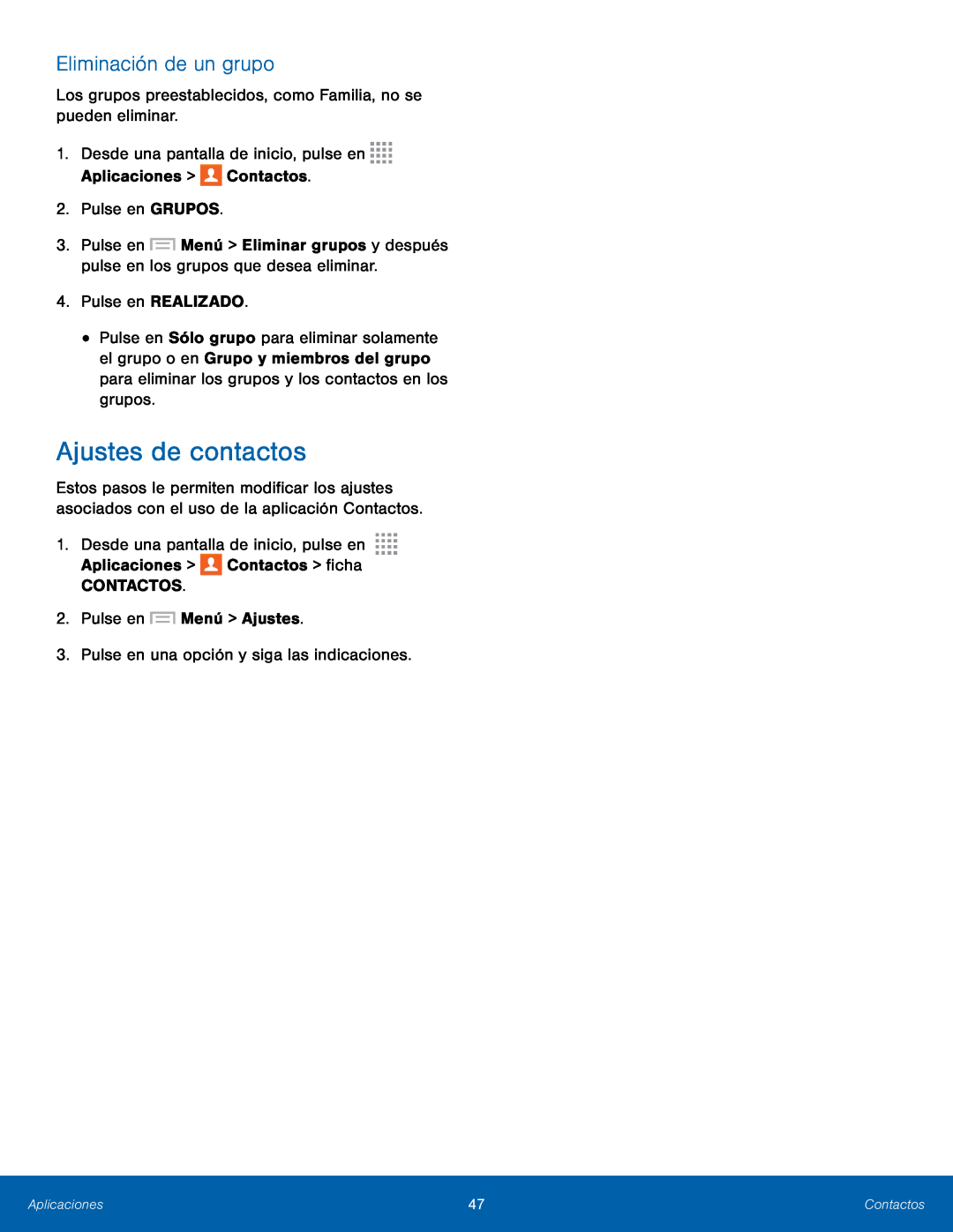 Ajustes de contactos Galaxy Note 10.1 2014 Edition T-Mobile