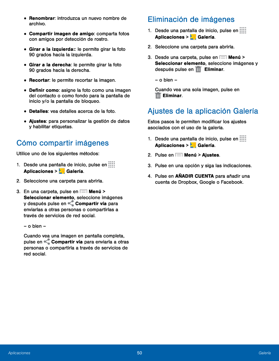 Cómo compartir imágenes Eliminación de imágenes