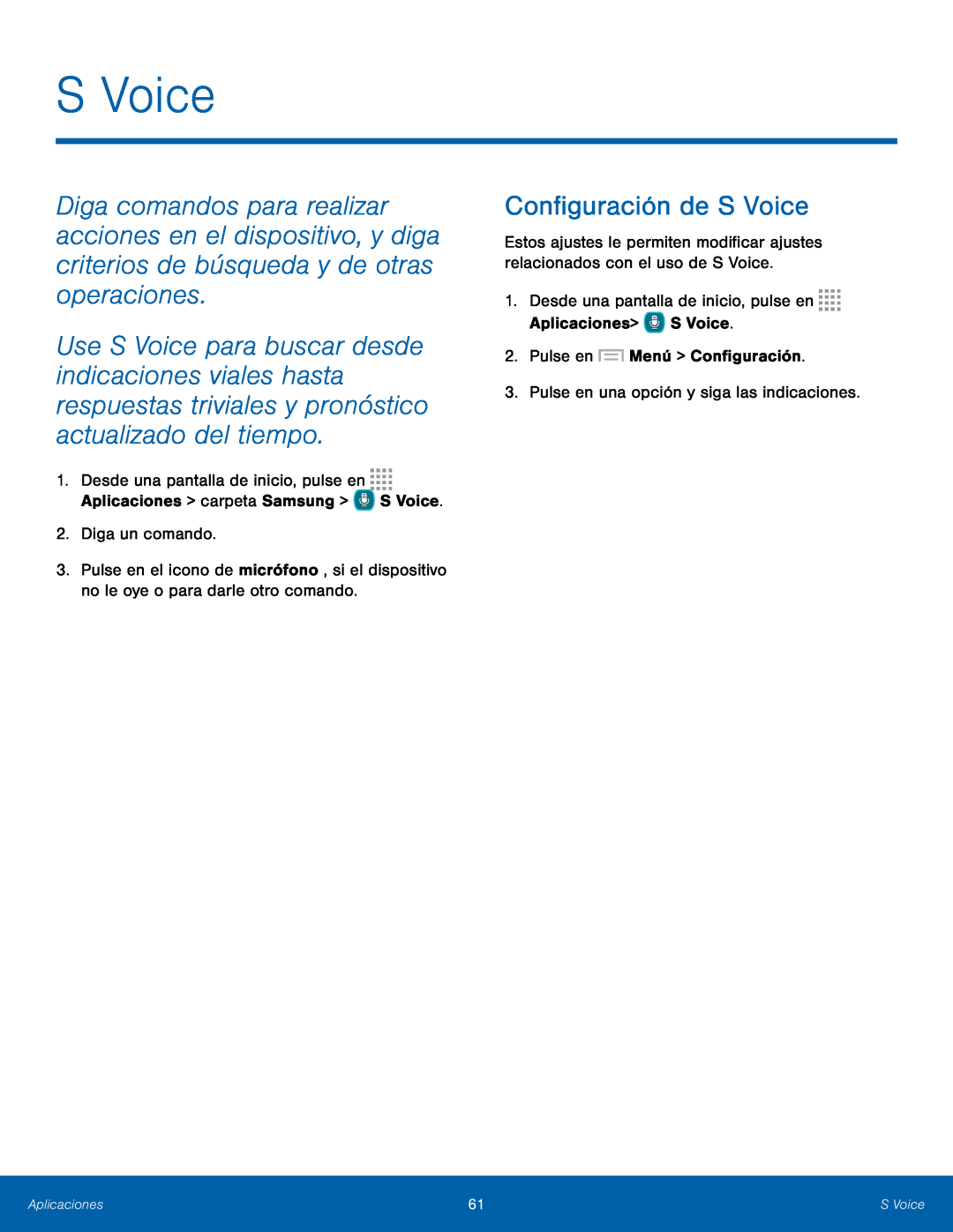 Configuración de S Voice S Voice