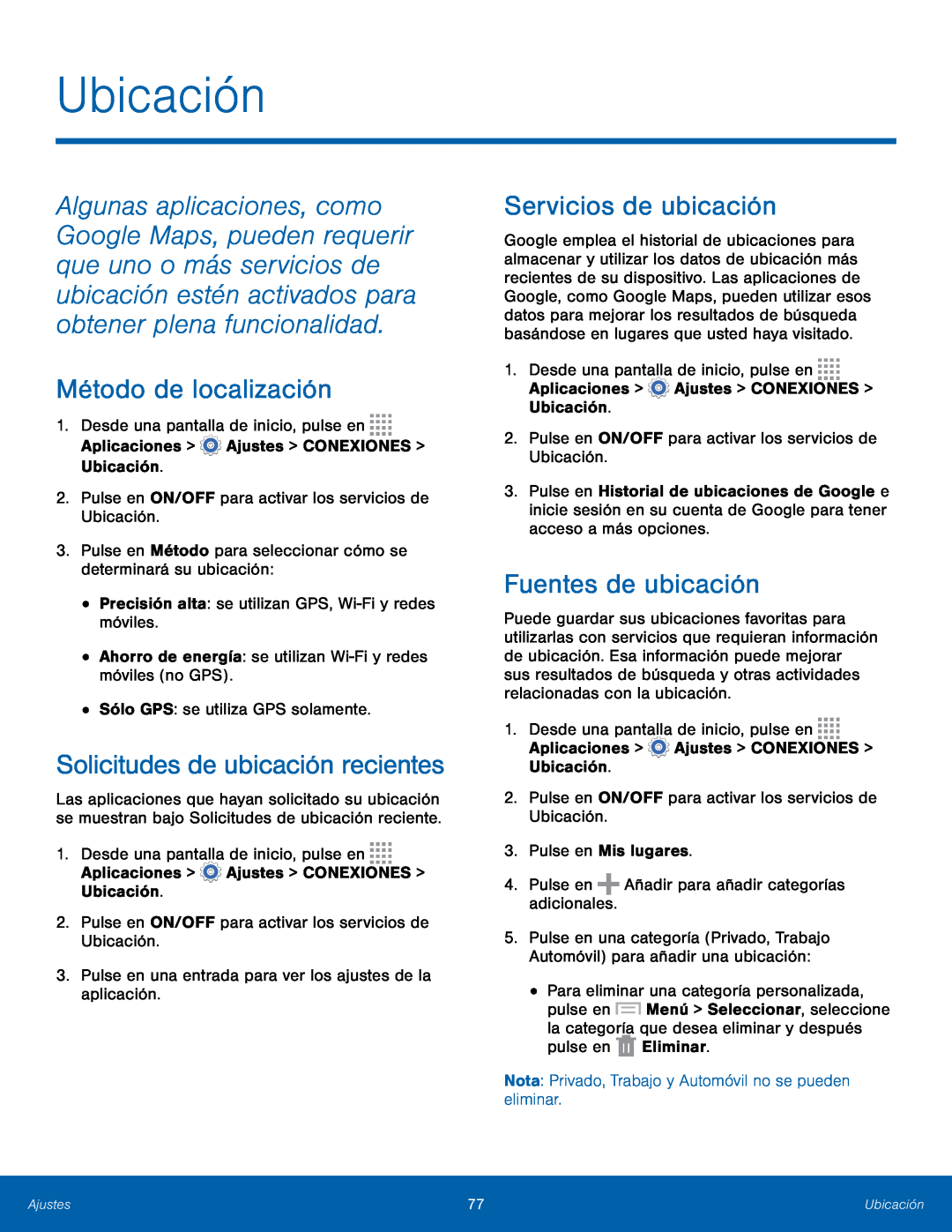 Solicitudes de ubicación recientes Galaxy Note 10.1 2014 Edition T-Mobile