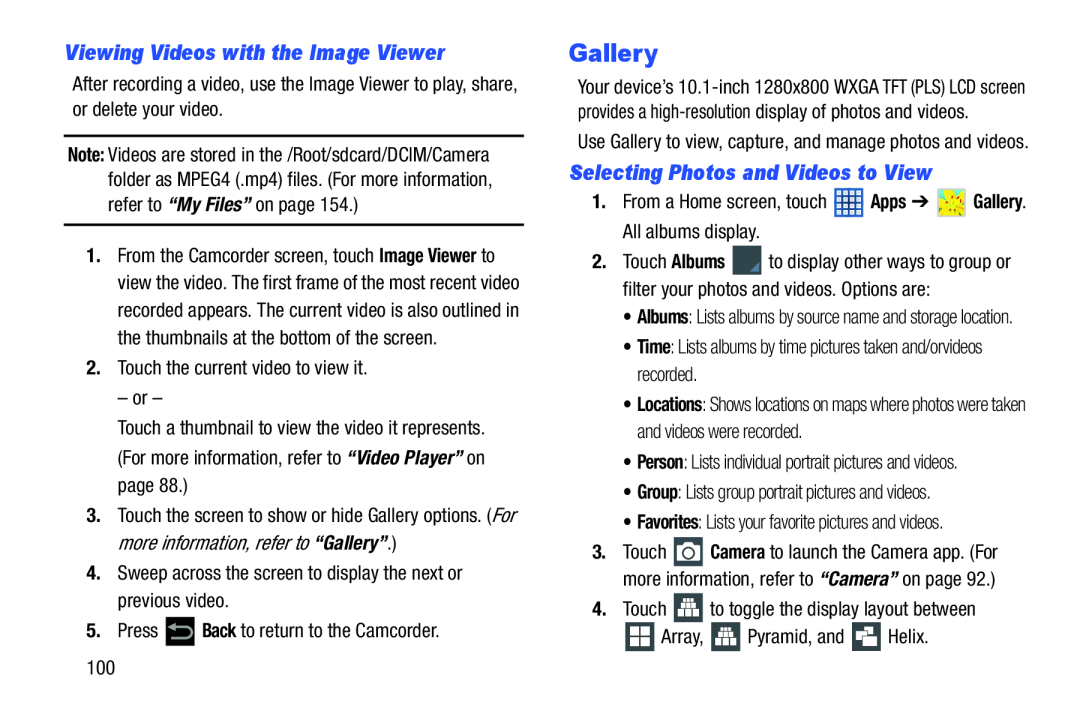 Selecting Photos and Videos to View Galaxy Note 10.1 US Cellular